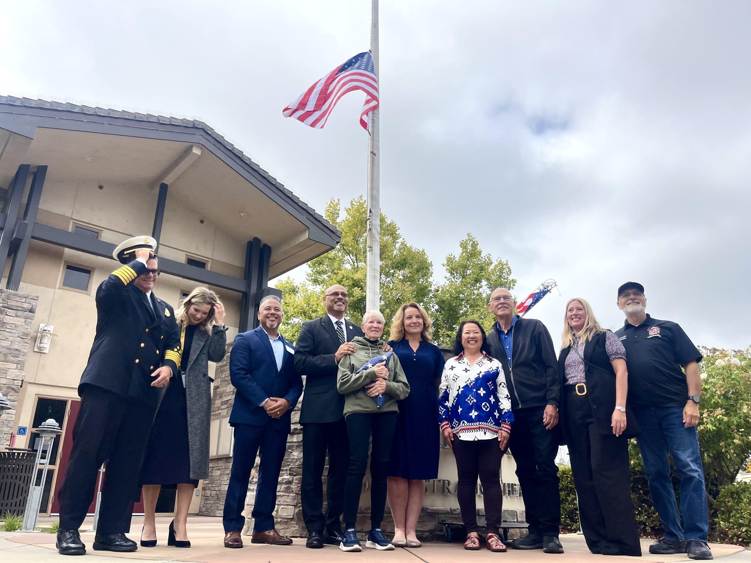 American Canyon Fire Protection District Chief Geoff Belyea; Deputy City Manager Alexandra Ikeda; City Councilman Brando Cruz; Mayor Pierre Washington; Beth Marcus; American Canyon Fire Protection District public information officer Laura Provencher; Eva Garcia; former Mayor Leon Garcia; President & CEO American Canyon Chamber of Commerce Valerie Zizak-Morais; Vice Mayor Mark Joseph. Griffin Jones photo